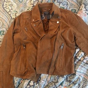 Beautiful authentic brown suede biker jacket